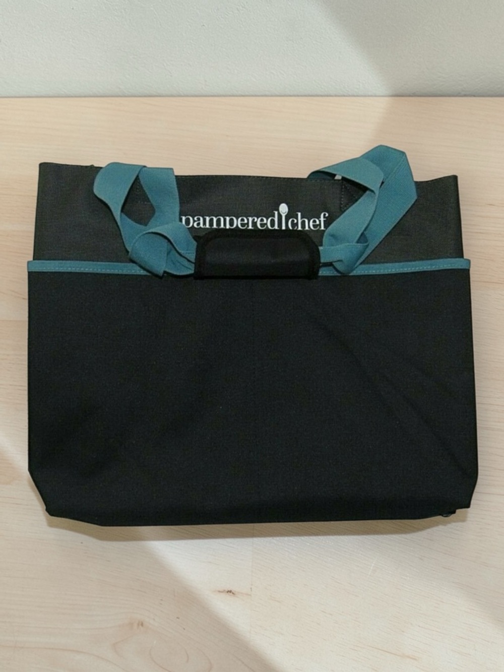 NEW Unopened Pampered Chef Black Gray & Teal XL Heavy Duty Tote Bag 2021 Jumbo - Picture 4 of 6